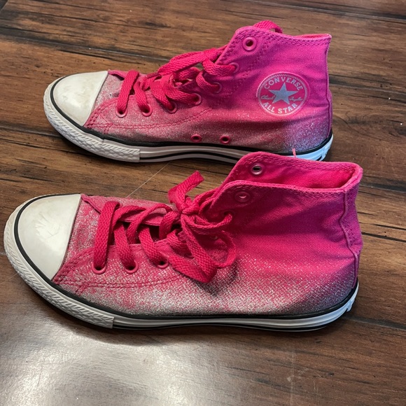 Converse canvas high tops pink,silver glitter size 3 - Picture 3 of 10